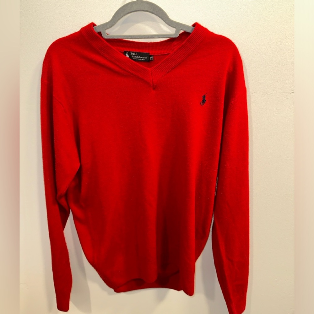Ralph Lauren red 100% cashmere sweater size XL